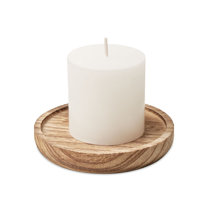 PENTAS - Kaars met ronde houten basis